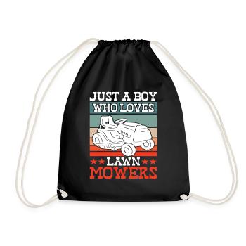Just a Boy Who Loves Lawn Mowers Lawn Care - Drawstring Bag - black - Front
