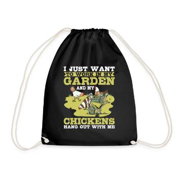 Travailler dans mon jardin Les poulets traînent avec moi Hühner - Sac de sport léger - noir - Devant