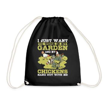 Travailler dans mon jardin Les poulets traînent avec moi Hühner - Sac de sport léger - noir - Devant