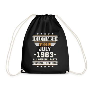 Oldtimer Juli 1963 Geburtstag Geschenk - Turnbeutel - Schwarz - Vorne