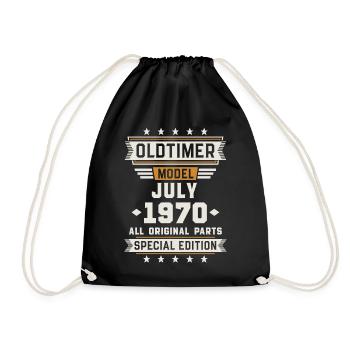Oldtimer Juli 1970 Geburtstag Geschenk - Turnbeutel - Schwarz - Vorne