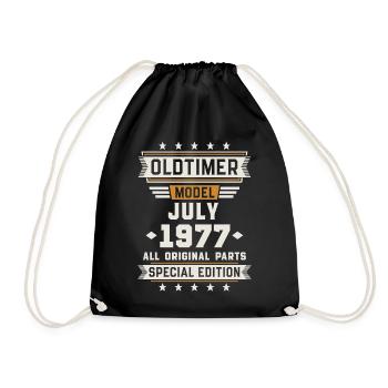 Oldtimer July 1977 Birthday Gift - Drawstring Bag - black - Front