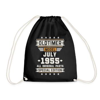 Oldtimer Juli 1955 Geburtstag Geschenk - Turnbeutel - Schwarz - Vorne