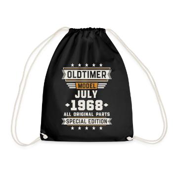 Oldtimer July 1968 Birthday Gift - Drawstring Bag - black - Front