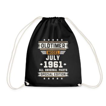 Oldtimer July 1961 Birthday Gift - Drawstring Bag - black - Front