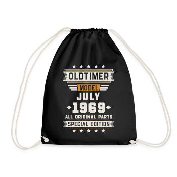 Oldtimer Juli 1969 Geburtstag Geschenk - Turnbeutel - Schwarz - Vorne