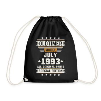 Oldtimer Juli 1993 Geburtstag Geschenk - Turnbeutel - Schwarz - Vorne