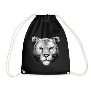Leopard Kinder Tiere Damen Tiermotiv - Turnbeutel - Schwarz - Vorne