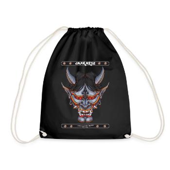Japanese Mask - Drawstring Bag - black - Front