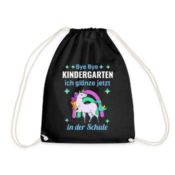 Bye Bye Kindergarten Glitter Unicorn Enrollment - Drawstring Bag - black - Front