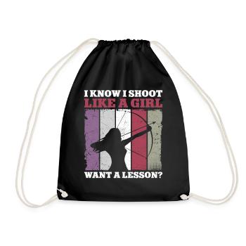 Archery Bow Archer Girl Vintage - Drawstring Bag - black - Front