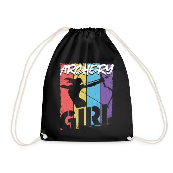 Archery Bow Archer Girl Vintage - Drawstring Bag - black - Front