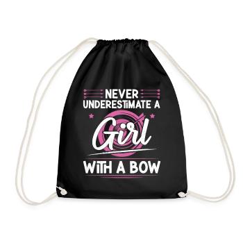 Archery Bow Archer Girl Never - Drawstring Bag - black - Front
