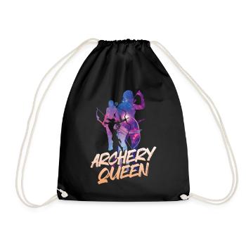 Archery Bow Archer Girl Stars - Drawstring Bag - black - Front