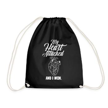 My heart attacked and I won - Drawstring Bag - black - Front