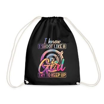Archery Bow Archer Girl Vintage - Drawstring Bag - black - Front