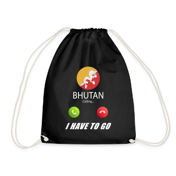 Bhutan calls lusiger flags saying - Drawstring Bag - black - Front