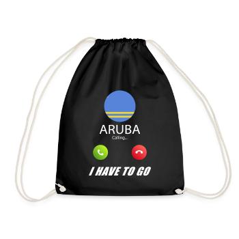 Aruba ruft an Lusiger Flaggen Spruch - Turnbeutel - Schwarz - Vorne