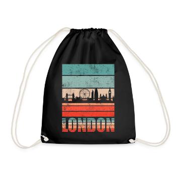 London Retro Skyline - Turnbeutel - Schwarz - Vorne