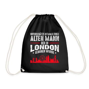 London Alter Mann Sprüche Geschenk - Turnbeutel - Schwarz - Vorne