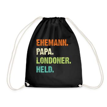 London Stadt Papa Vater Vatertag Geschenk Spruch - Turnbeutel - Schwarz - Vorne