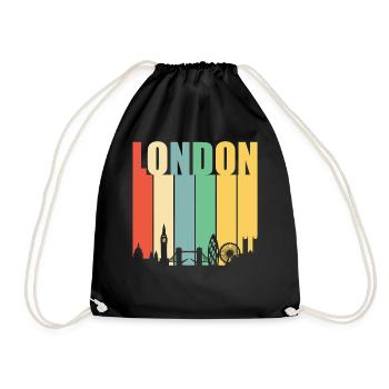 London Retro Vintage Skyline Stadt Heimat - Turnbeutel - Schwarz - Vorne