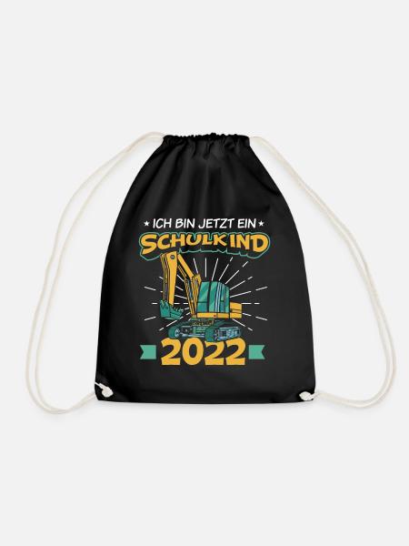 Einschulung Schulkind Bagger Jungen Geschenk - Turnbeutel - Schwarz