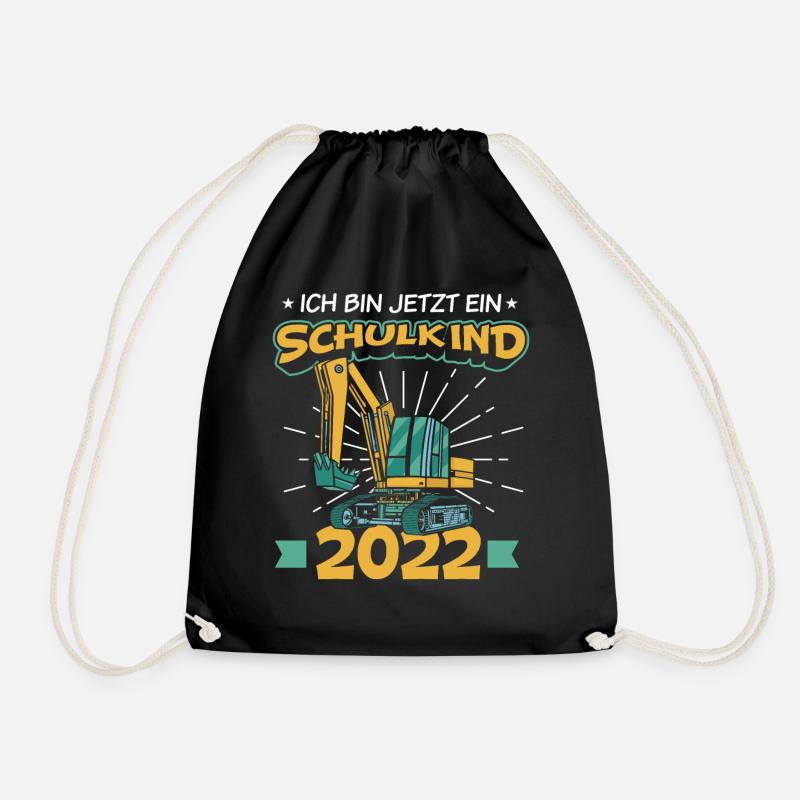 Einschulung Schulkind Bagger Jungen Geschenk - Turnbeutel - Schwarz