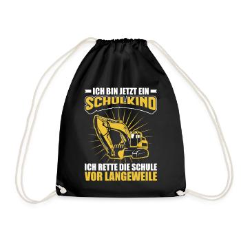 Einschulung Schulkind Schüler Jungen Geschenkidee - Turnbeutel - Schwarz - Vorne