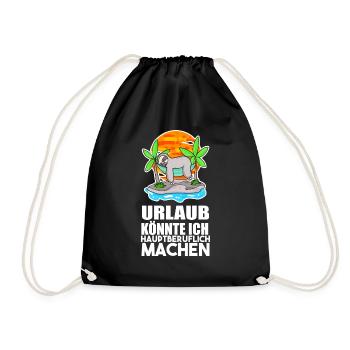 Strandraub Urlaub Reise Strand Urlaubsziel - Turnbeutel - Schwarz - Vorne