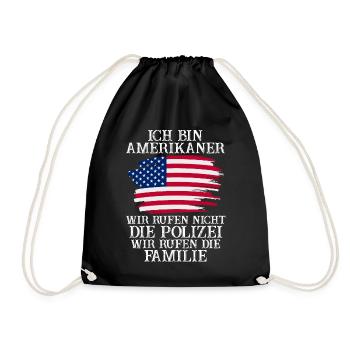 USA Amerikaner Amerika Amerikanisches - Turnbeutel - Schwarz - Vorne