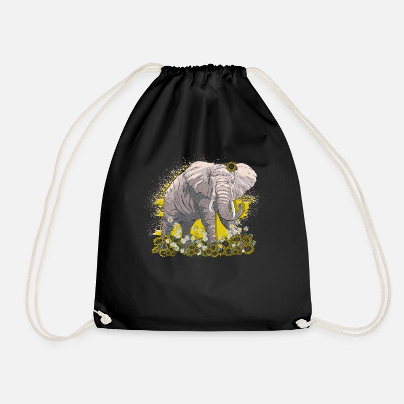 Elephant Elephant Elephant Proboscis Zoo Circus - Drawstring Bag - black