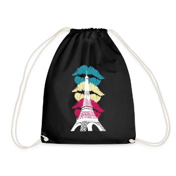 Eiffel Tower Kiss Paris France French - Drawstring Bag - black - Front