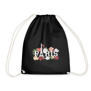Paris avec la Tour Eiffel et les fleurs - Sac de sport léger - noir - Devant