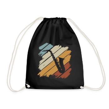 Jazz Geschenk Saxophon Musik Instrument Blasmusik - Turnbeutel - Schwarz - Vorne
