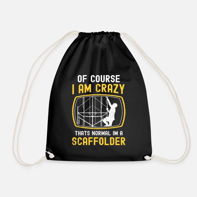 Scaffolding builder Tshirt - Drawstring Bag - black