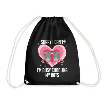 Rat Cuddling Pet Owner Rodent Rat Lovers - Drawstring Bag - black - Front