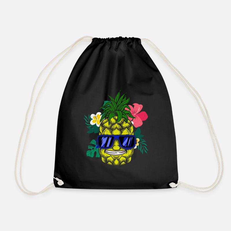 Pineapple Hawaii Gift Fruit Fruit Pineapple Fruit - Drawstring Bag - black