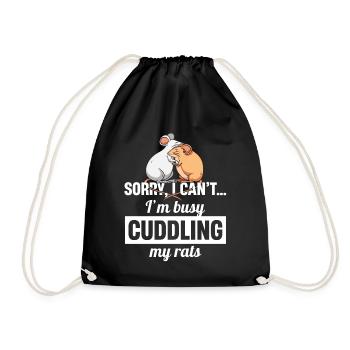 Rat Cuddling Pet Owner Rodent Rat Lovers - Drawstring Bag - black - Front
