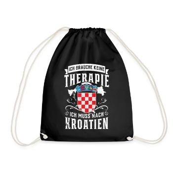 Kroatien Tshirt - Turnbeutel - Schwarz - Vorne