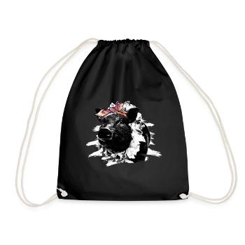 Schwein Geschenk Schweinchen Kinder Ferkel Sau Pig - Turnbeutel - Schwarz - Vorne