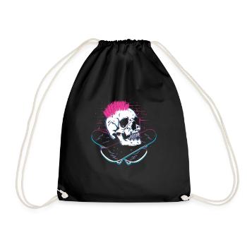 Skater Skateboard Gift Halfpipe Sk8 Ollie - Drawstring Bag - black - Front