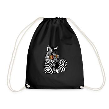Zebra Gift Black and White Safari Savannah Steppe - Drawstring Bag - black - Front