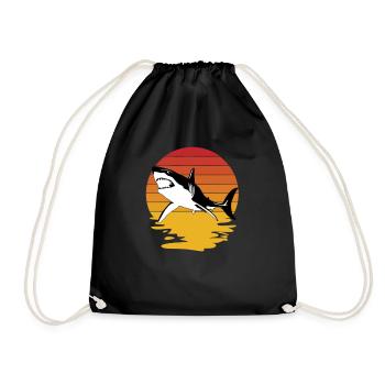Shark, Great White Shark, Sharks, Megalodon, Shark, Hammerhead Shark - Drawstring Bag - black - Front