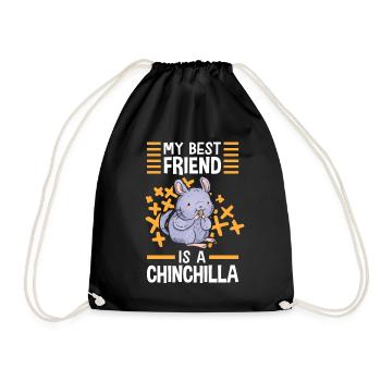 Chinchilla my best friend rodent woolly mouse - Drawstring Bag - black - Front