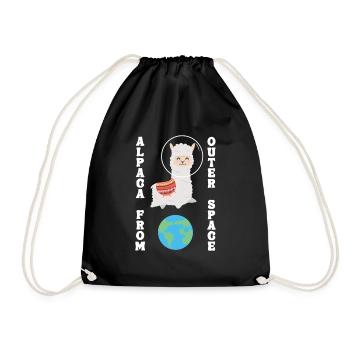 Alpaca From Outer Space Llama Vicuna Guanaco - Drawstring Bag - black - Front