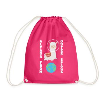 Alpaca From Outer Space Huacaya Pako Lama Alpaka - Turnbeutel - Fuchsia - Vorne