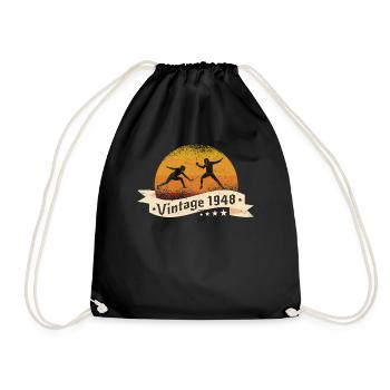 Fencing born 1948 Birthday Fencing - Drawstring Bag - black - Front