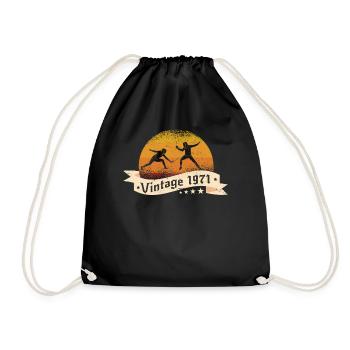 Fencing born 1971 Birthday Fencing - Drawstring Bag - black - Front