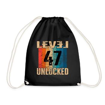 Anniversaire Joyeux anniversaire Niveau débloqué 47 ans - Sac de sport léger - noir - Devant